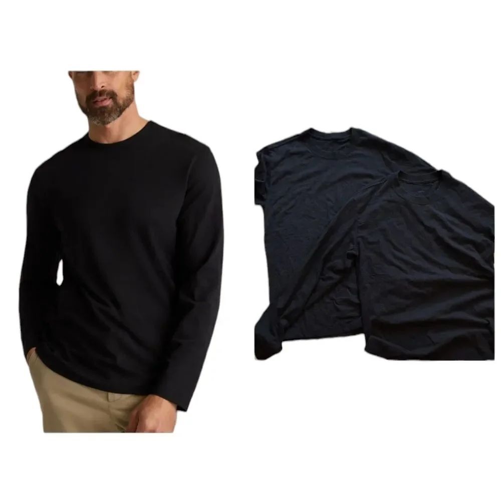Lot Of 2 NWOT Allbirds Organic Cotton Long Sleeve Tee Natural Black men's Size S